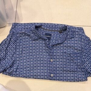 Tommy Bahama Navy and White Plaid Shirt